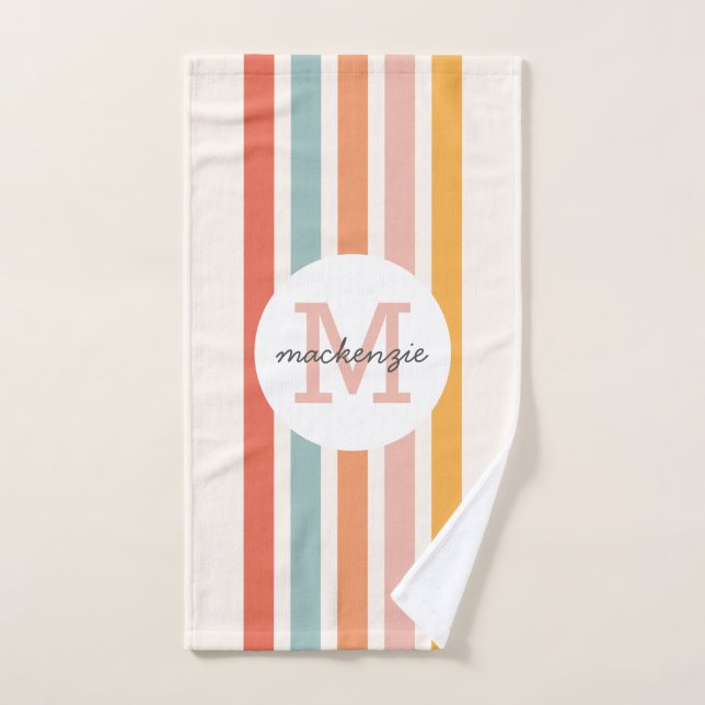 Monogramme Retro Grandes Colorées Personnalisées (Serviette à main)