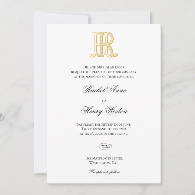 Monogramme RH ou monogramme RH Invitations de mari (Devant)