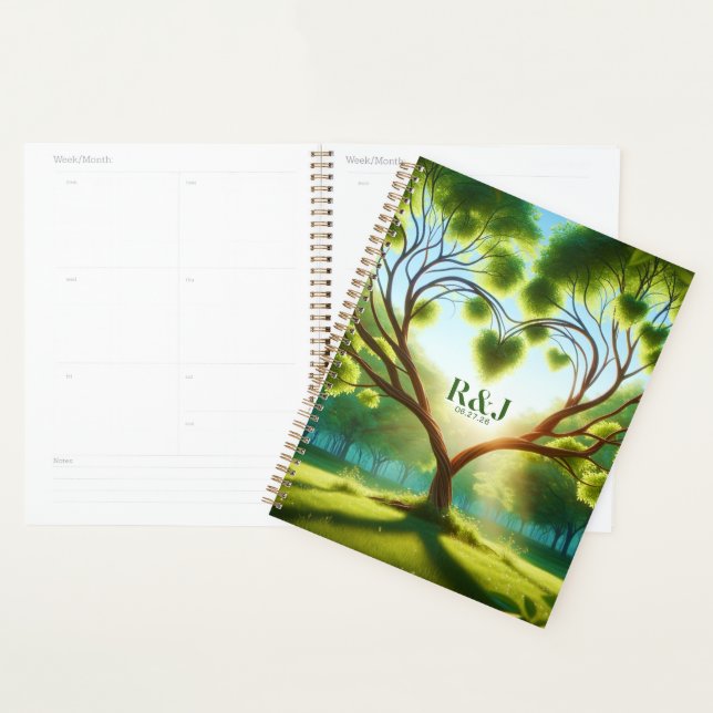 Monogramme romantique en couple d'arbre (Devant avec enveloppe)