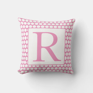 Monogramme Rosa Weiße Punkte Trendige Mädchenhafte Kissen