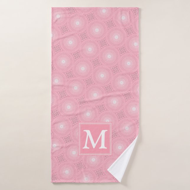 Monogramme rose cercles motif (Serviette de bain)