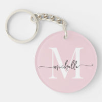 Monogramme rose clair élégant moderne Script de no