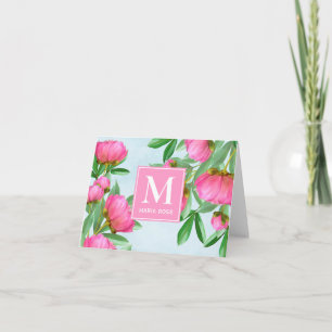 Monogramme rose Custom Floral Peonies