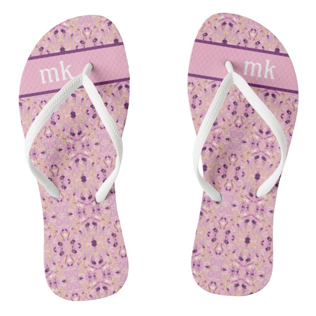 Monogramme rose doux Paire de tongs (Semelle)
