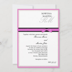 Monogramme rose et noir Invitation classique