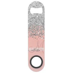 Monogramme rose Fille Chic Argent Confetti