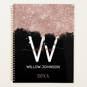 Monogramme rose Gold Rose Black Girl Parties scint
