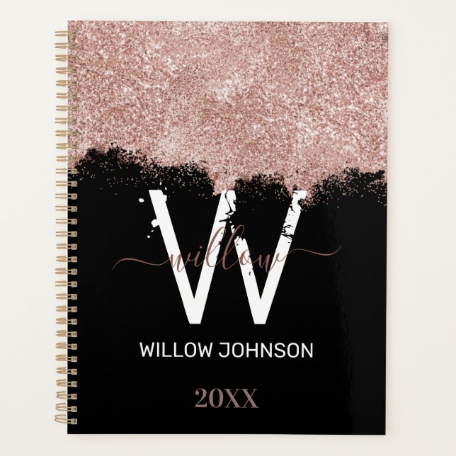 Monogramme rose Gold Rose Black Girl Parties scint (Devant)