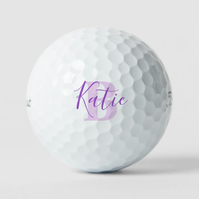monogramme rose golf nom initial violet balles de  (Recto)