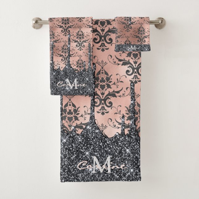 Monogramme Rose métallique Gold & Black Parties sc (En situation)