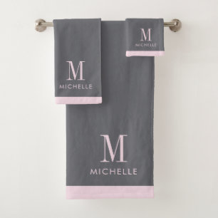Monogramme rose moderne gris