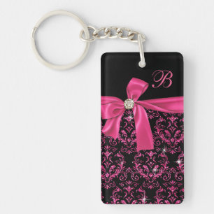Monogramme rose noir élégant d'arc de diamant de