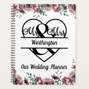 Monogramme rose Nom floral Mariage de coeur