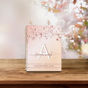 Monogramme rose or rose parties scintillant 2023 é