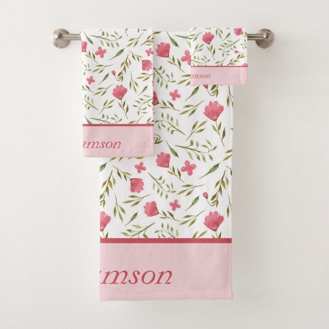 Monogramme Rose Vert Floral (En situation)