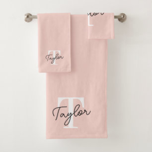 Monogramme rose vif moderne Nom Feminine Script