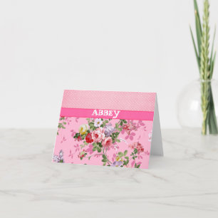 Monogramme rose Vintage Pois floraux