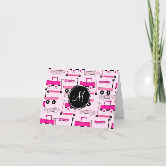 Monogramme Roues roses Voitures Camions Scooters W (Devant)