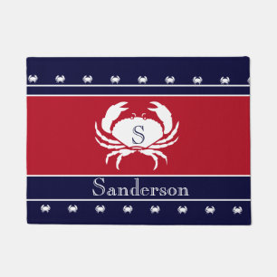 Monogramme Rouge Blanc Noir Crabe Cuisine Tapis