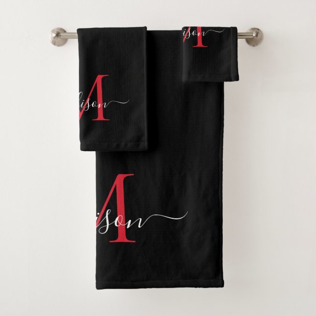 Monogramme rouge bourgogne noire moderne Nom du sc (En situation)