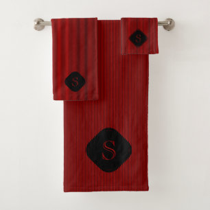 Monogramme rouge et noir de fines bandes verticale