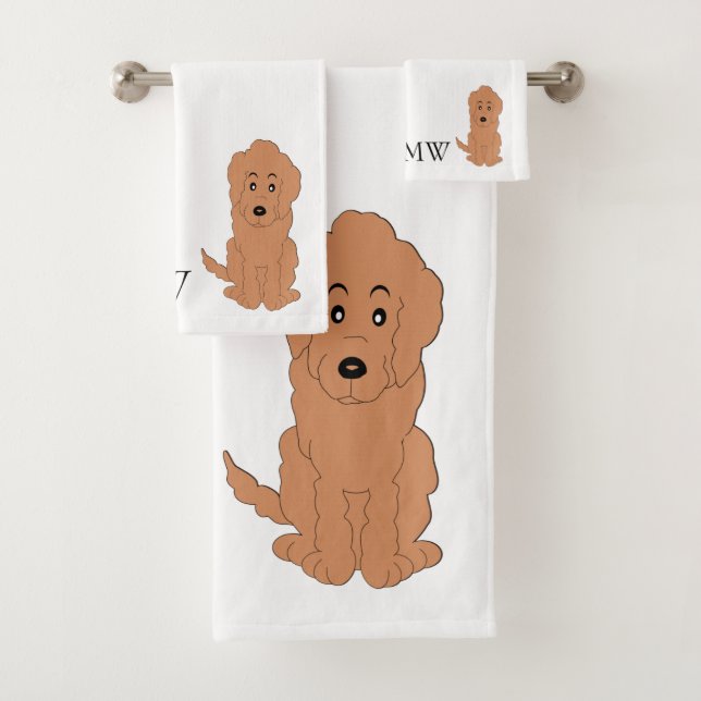 Monogramme Rouge Goldendoodle Chien Design (En situation)