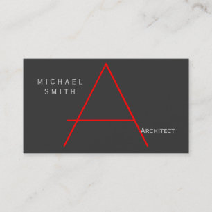 Monogramme rouge gris moderne Carte de visite arch
