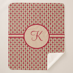 Monogramme Rouge Marron Buffalo Plaid Rustique Cam
