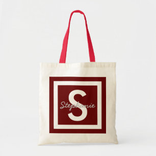 Monogramme rouge Sac fourre-tout personnalisé
