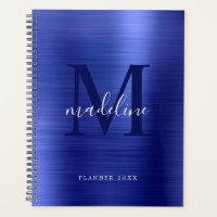 Monogramme Royal Bleu Métallique Simple Brossé Mod