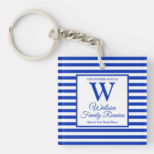 Monogramme Royal Blue Stripes Famille Réunion