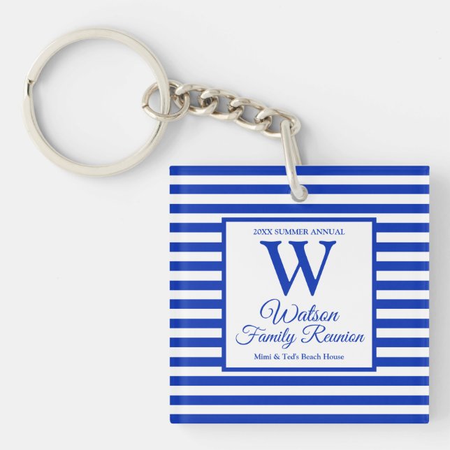 Monogramme Royal Blue Stripes Famille Réunion (Devant)