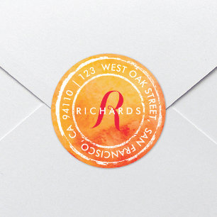 Monogramme rustique aquarelle   Étiquette de adres