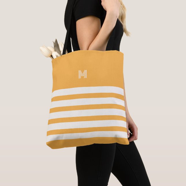 Monogramme | Sac fourre-tout Or Chic Stripes (De près)