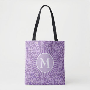 Monogramme Sac fourre-tout pourpre blanc spirales