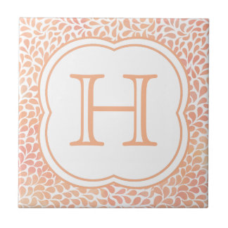 Monogramme saumon rose aquarelle gouttes carreaux