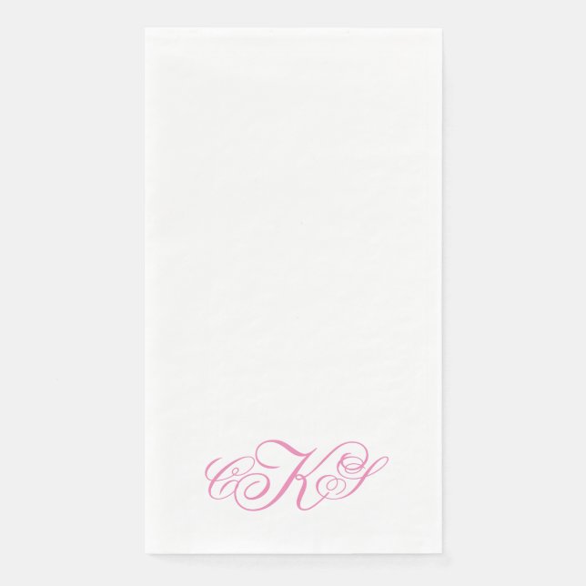 Monogramme Script Guest serviettes en papier de ba (Devant)