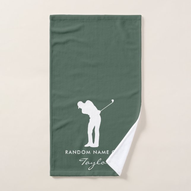 Monogramme Script Sage Green Club Nom personnalisé (Serviette à main)