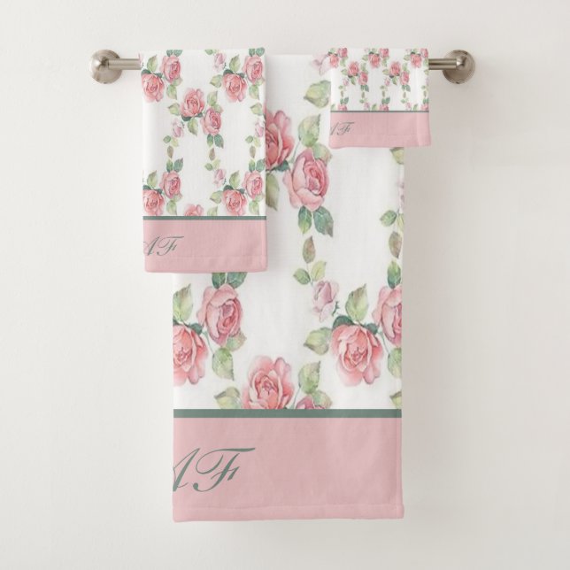 Monogramme Shabby Chic Rose Rose Floral (En situation)