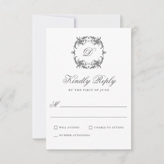 Monogramme simple élégant Mariage classique RSVP (Devant)