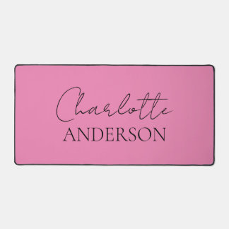 Monogramme simple minimaliste Nom Pink Desk Mat