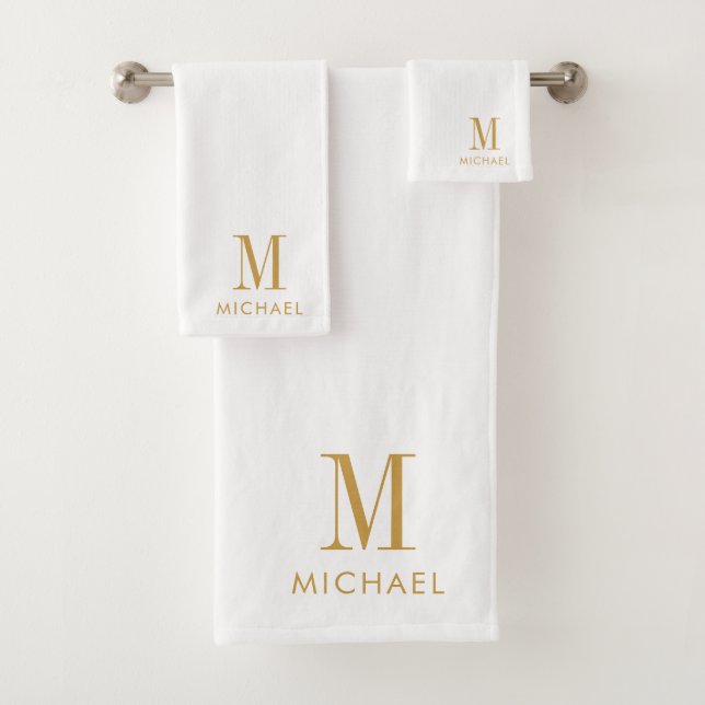 Monogramme simple moderne Gold Nom du script blanc (En situation)