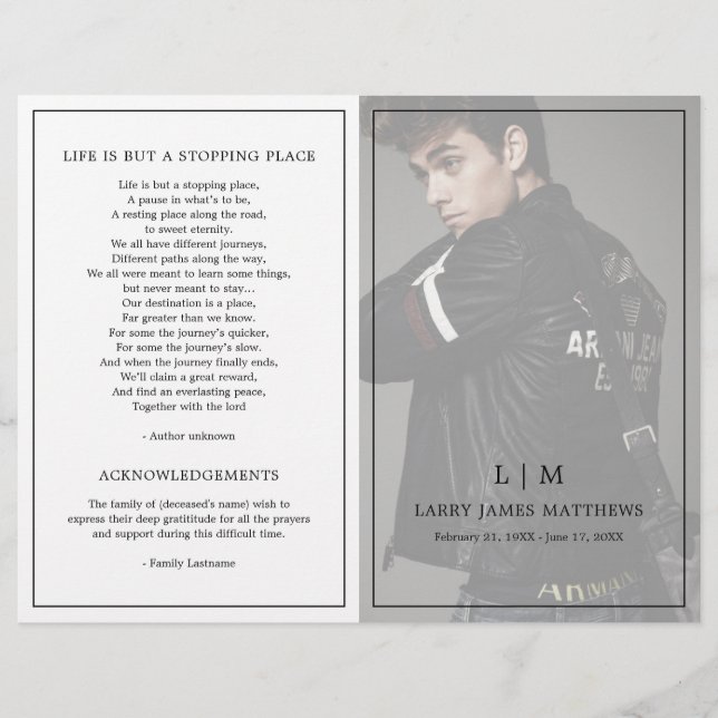 Monogramme simple Programme funéraire moderne (Devant)