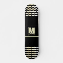 Monogramme Skateboard avec Vagues sur Noir
