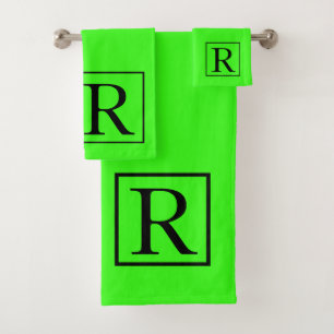 Monogramme solide vert néon brillant initial colo