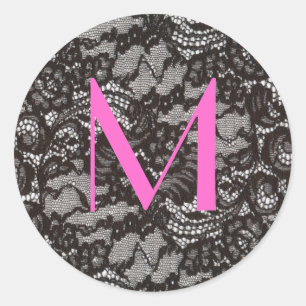 Monogramme sur autocollant en dentelle noire