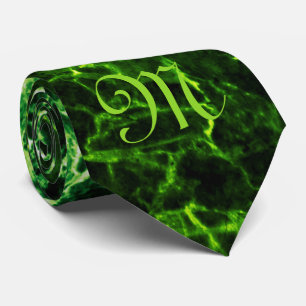 MONOGRAMME SUR CRAVATE EN MARBRE VERT