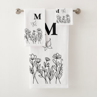 Monogramme sur mesure de l'art de la ligne florale