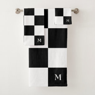 Monogramme sur Motif À damiers noir et blanc