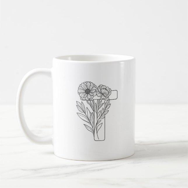 Monogramme T Mug de café initial (Gauche)
